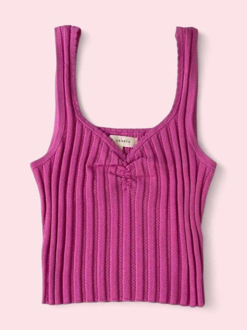 LA Hearts Pink Knit Sweetheart Neckline Tank Top XS
